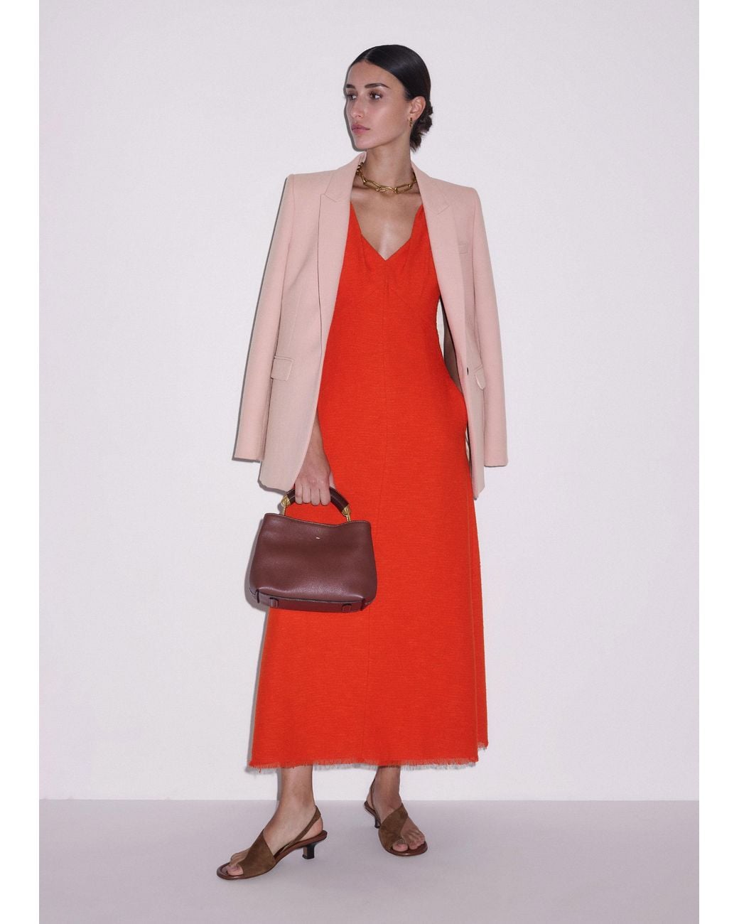 ME+EM Red Twisted Strap Fit And Flare Maxi Dress