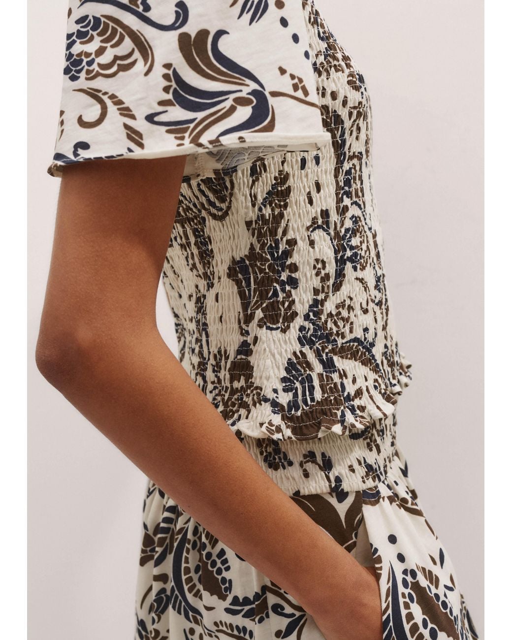 ME+EM Blue Silhouette Print Smock Top