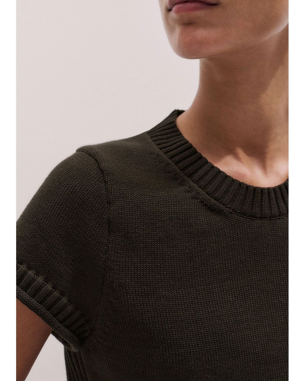 ME+EM Multicolor Shrunken Straight Knit Baby Tee