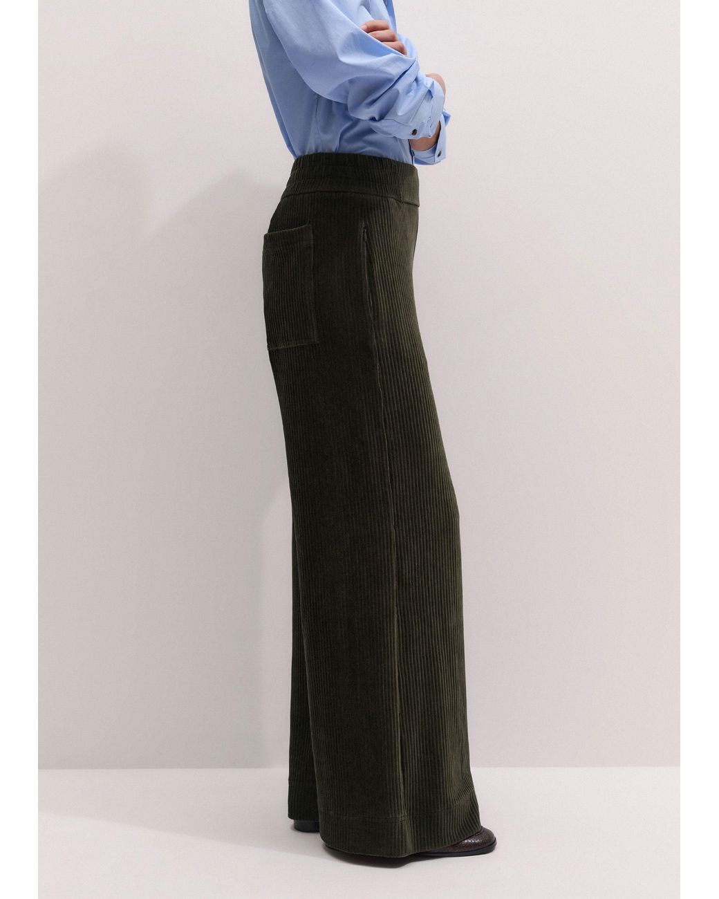 ME+EM White Jumbo Cord Velour Palazzo Pant