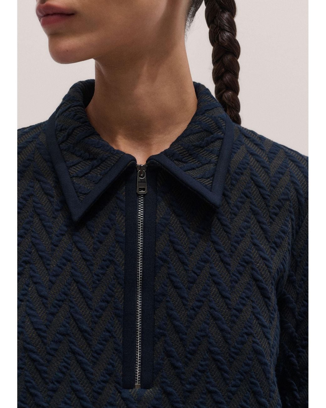 ME+EM Blue Graphic Jacquard Swing Top-Rich