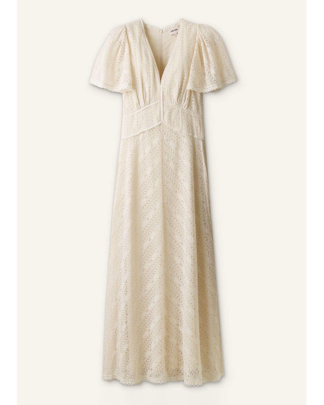 ME+EM Natural Delicate Lace Fit And Flare Maxi Dress