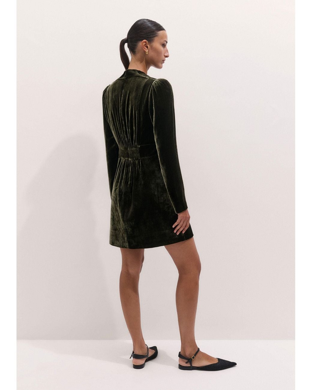 ME+EM Natural Silk Blend Velvet Twist Detail Mini Dress