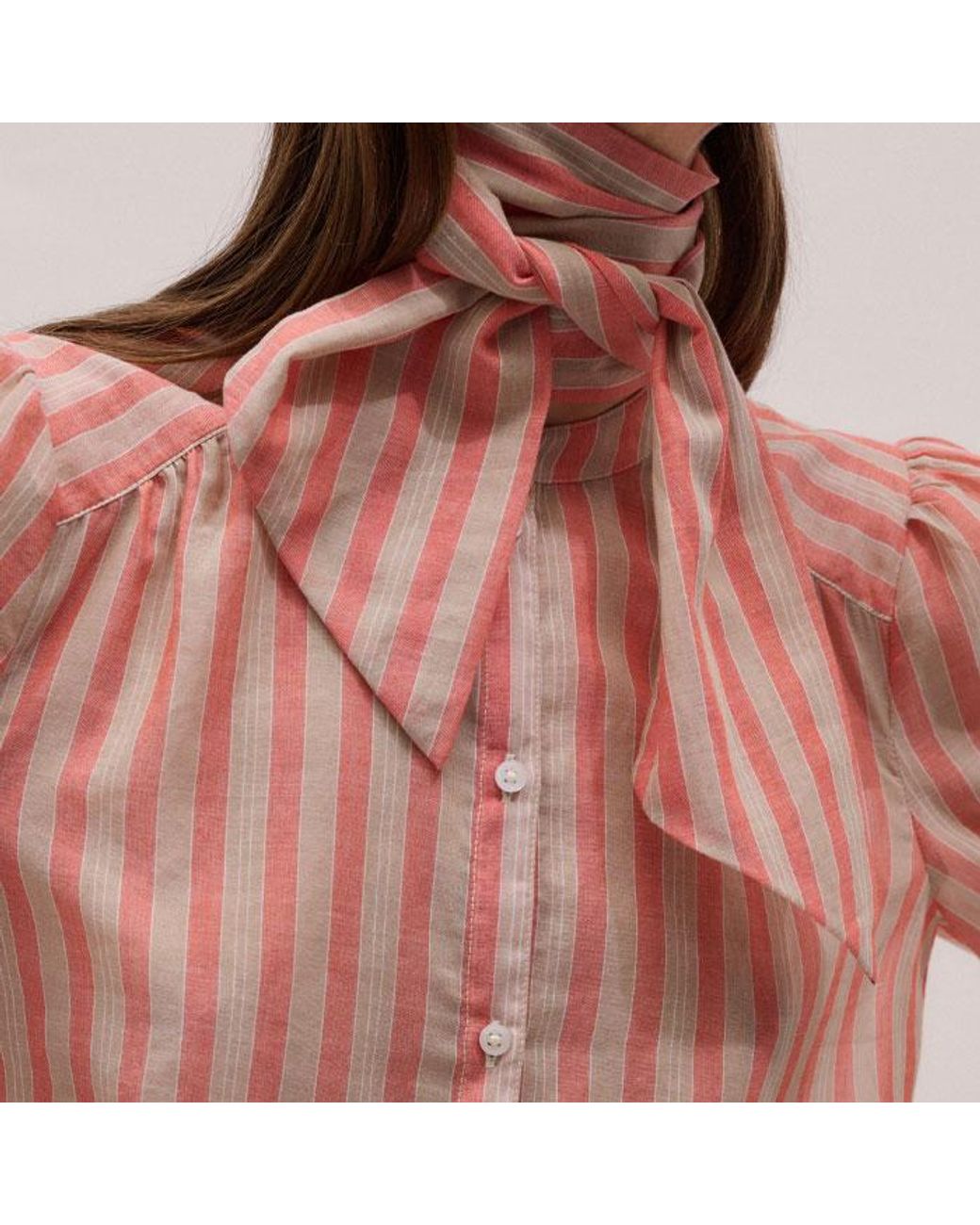 ME+EM Pink Stripe Blouse + Tie