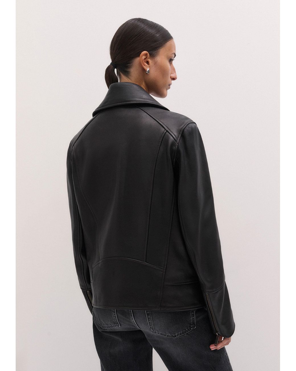 ME+EM Green Authentic Leather Biker Jacket