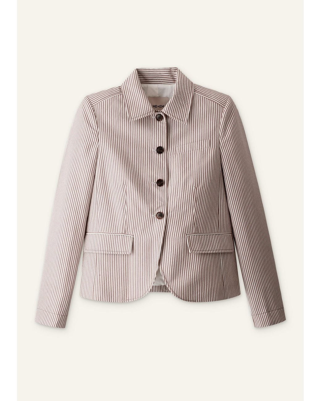 ME+EM Natural Short Seersucker Jacket Cocoa-Cream