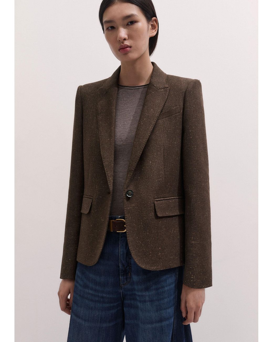 ME+EM Black Short Sharp Shoulder Blazer