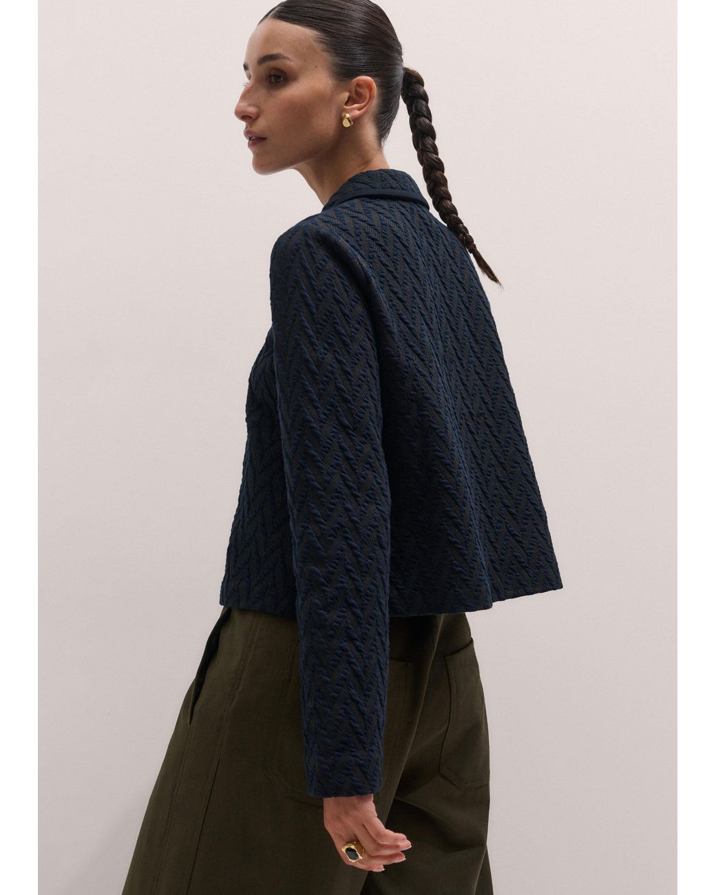 ME+EM Blue Graphic Jacquard Swing Top-Rich