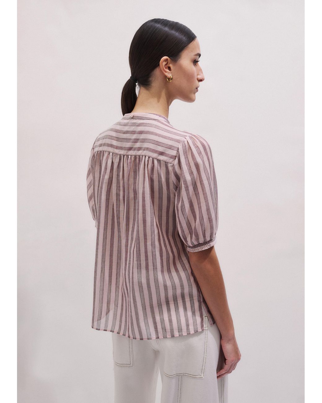 ME+EM Purple Stripe Blouse + Tie
