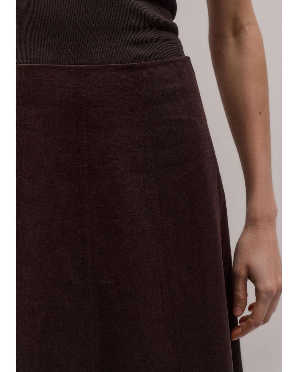 ME+EM Multicolor Crease-Less Linen Panelled Maxi Skirt