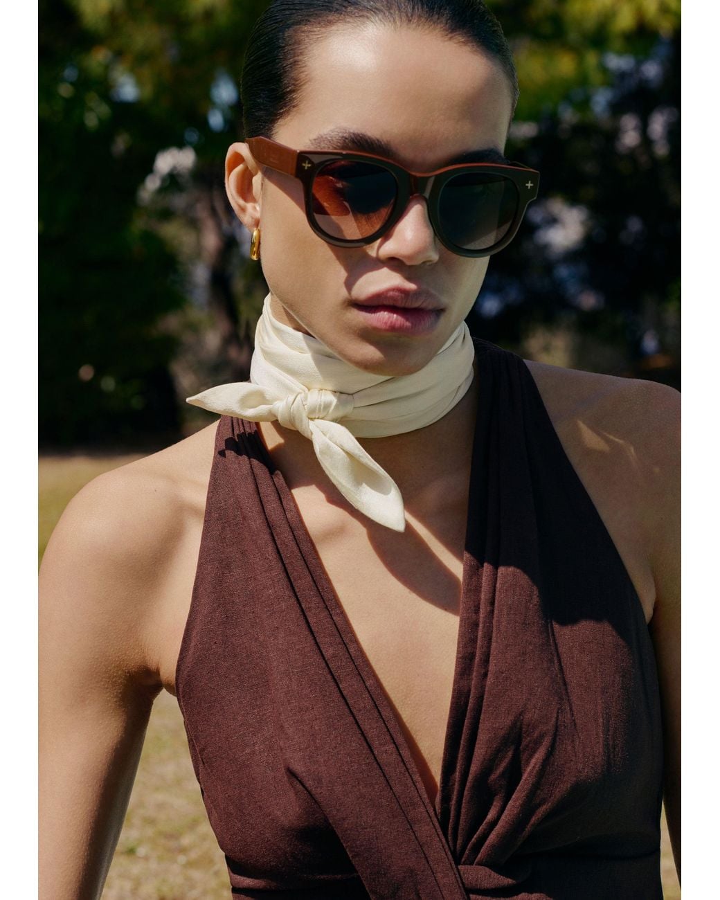 ME+EM Multicolor Crease-Less Linen Twist Front Maxi Dress
