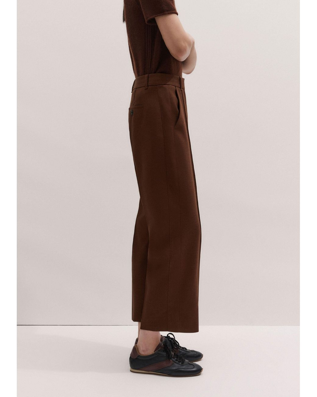 ME+EM Brown Straight Crop Trouser