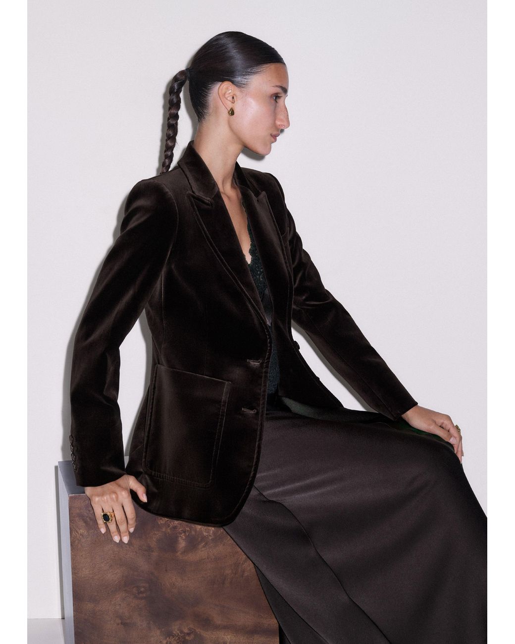 ME+EM Black Sharp Shoulder Contour Blazer