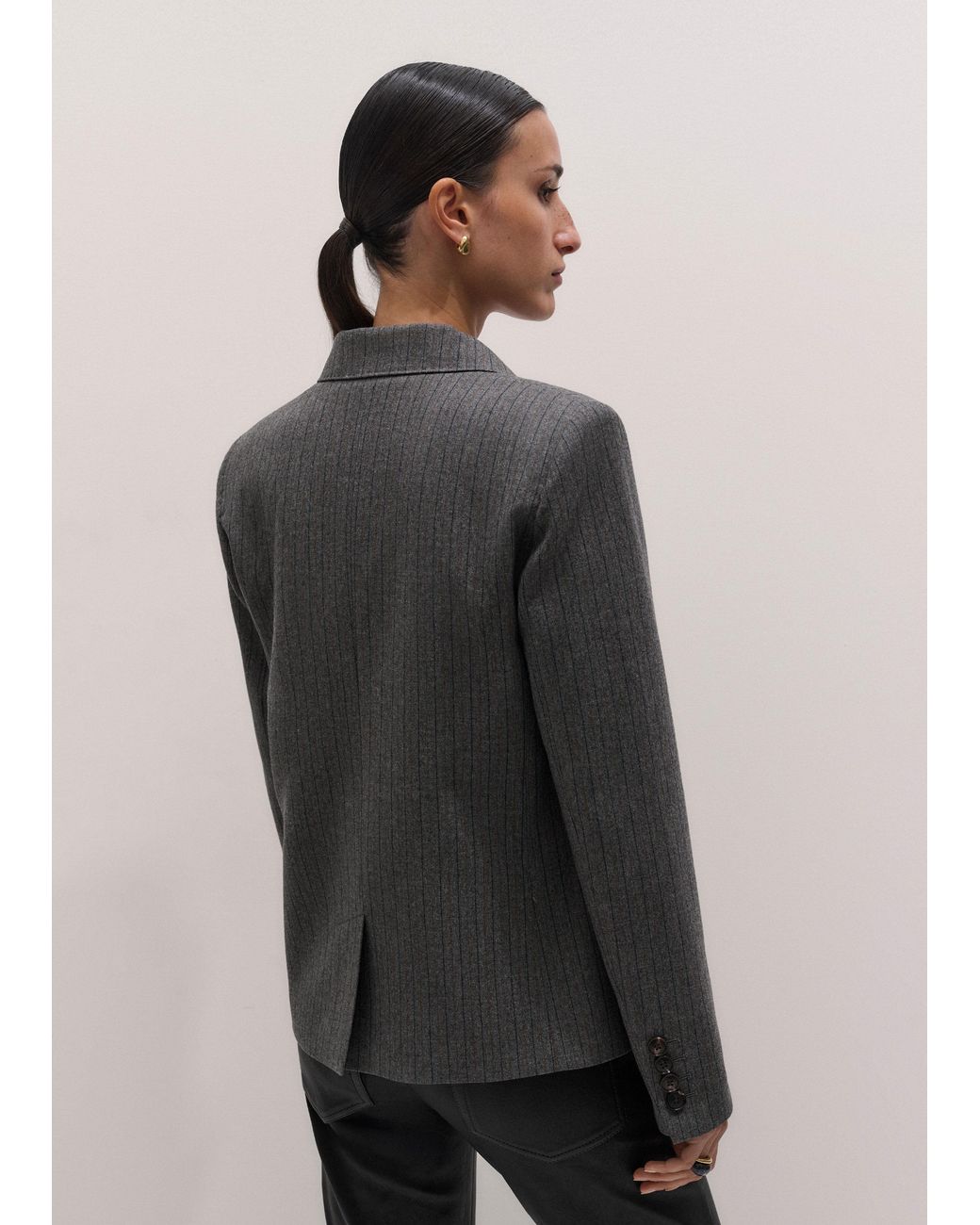 ME+EM Black Short Sharp Shoulder Blazer
