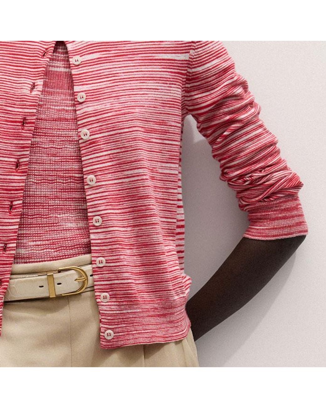 ME+EM Pink Spacedye Slim Knit Cardigan Rose Petal
