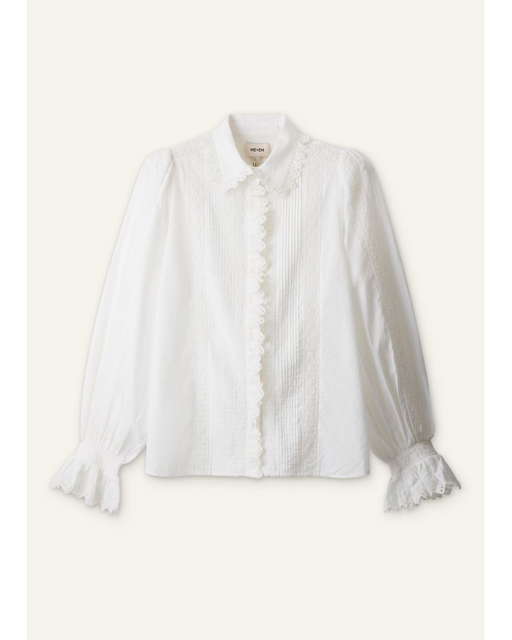 ME+EM Multicolor Cotton Voile Trim Detail Blouse