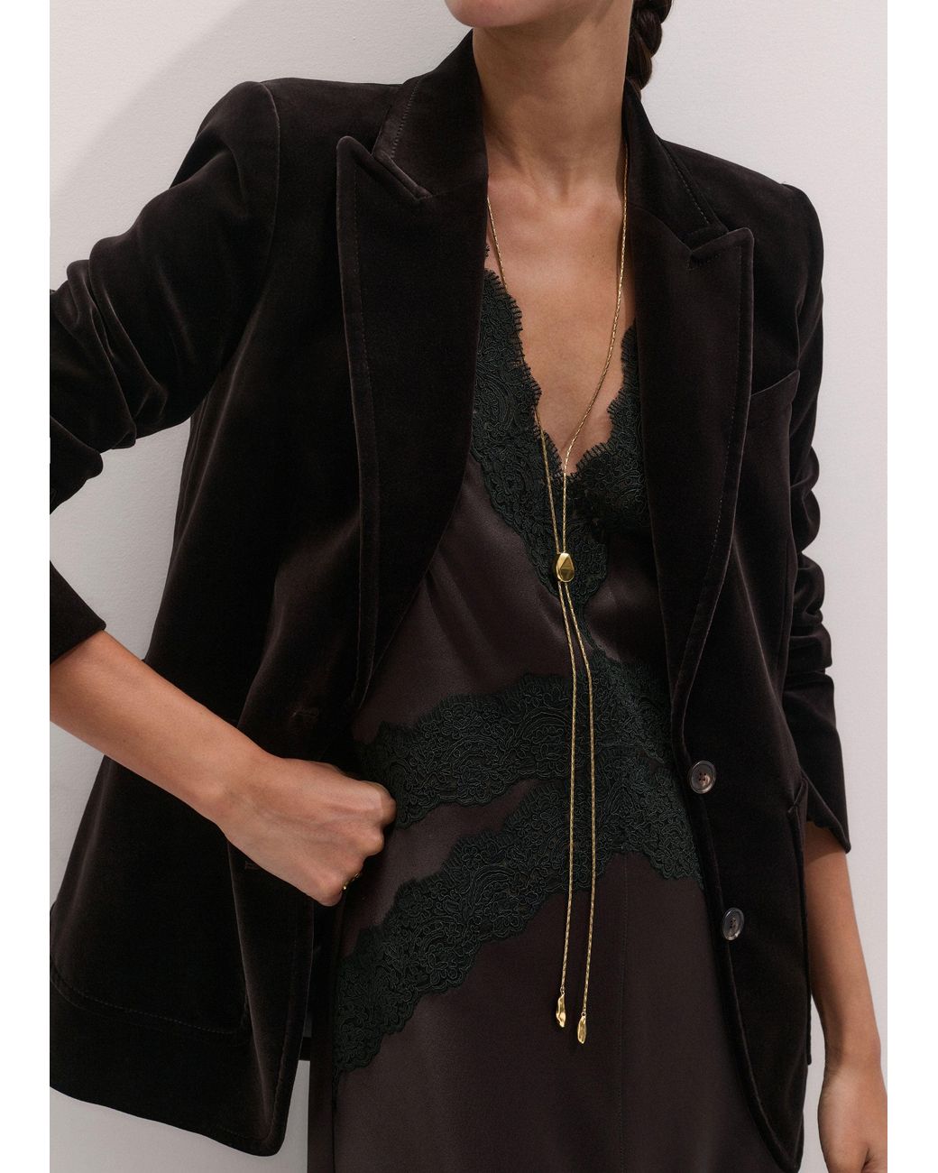 ME+EM Black Sharp Shoulder Contour Blazer