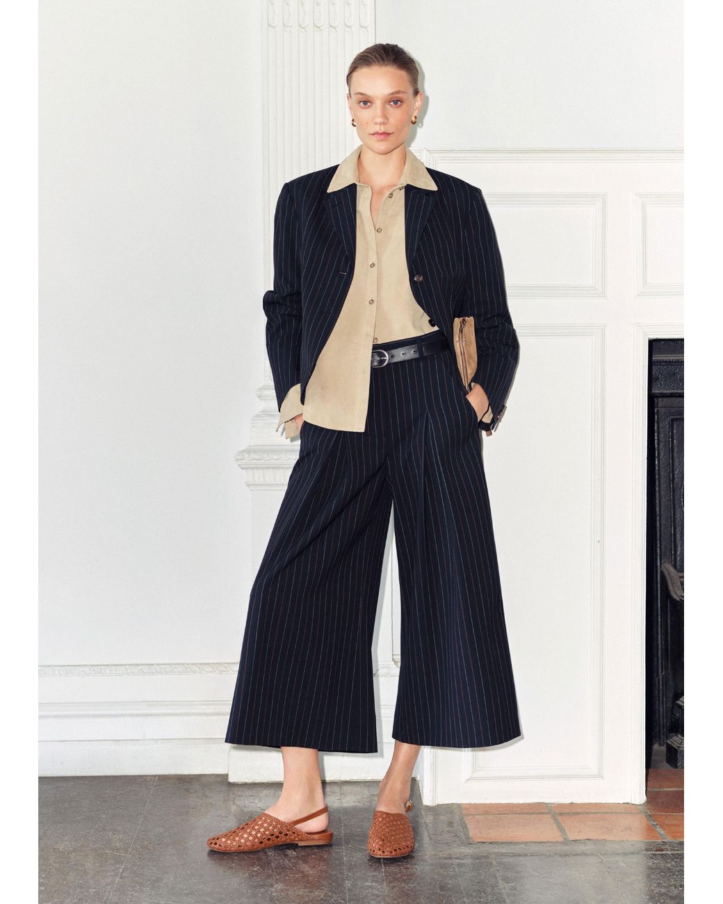 ME+EM Multicolor Luxe Suede Straight Shirt