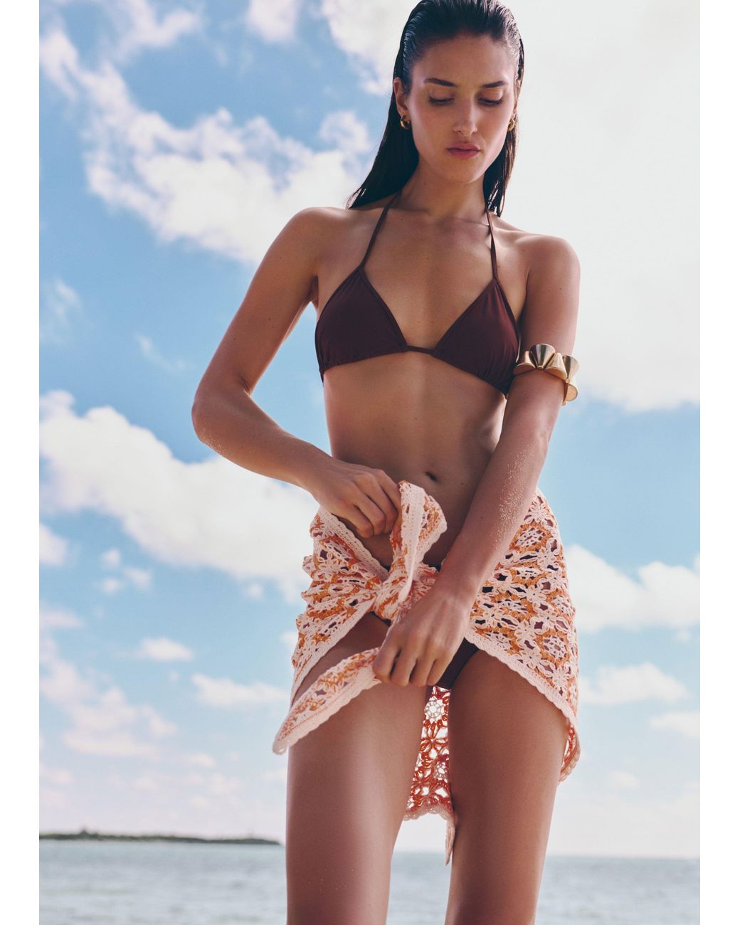 ME+EM Multicolor Adjustable Triangle Bikini Top