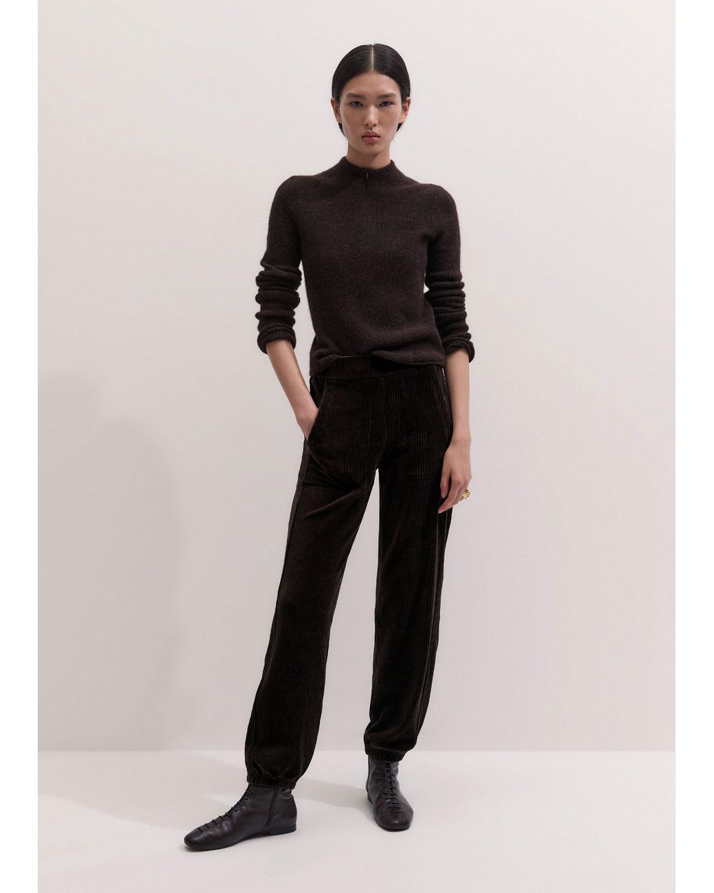 ME+EM Black Jumbo Cord Velour Joggers