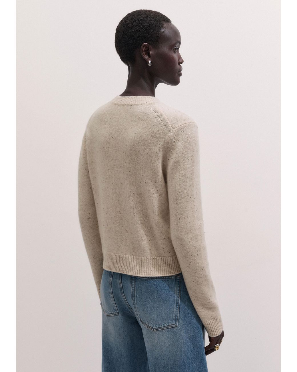 ME+EM Natural Relaxed Crop Sweater