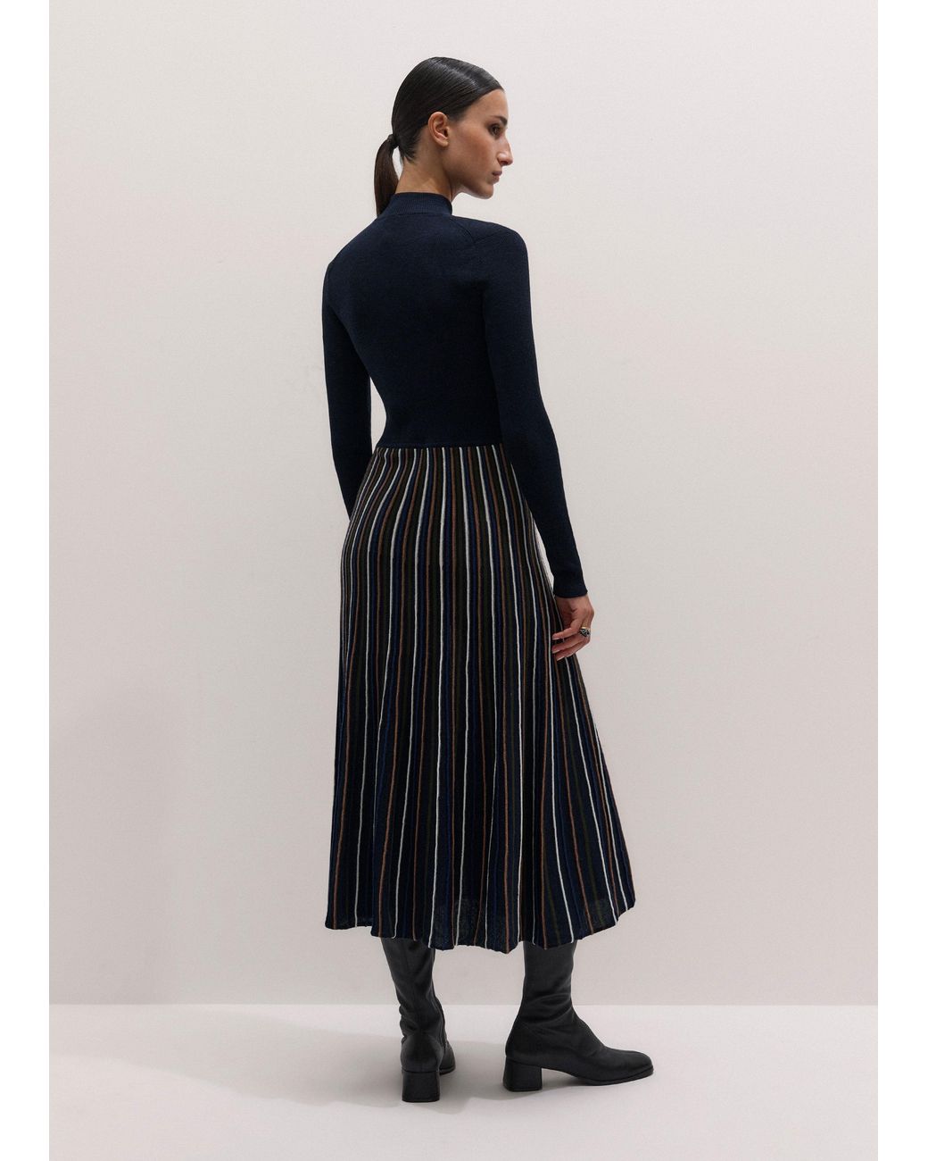 ME+EM Blue Merino Stripe Knit Maxi Dress