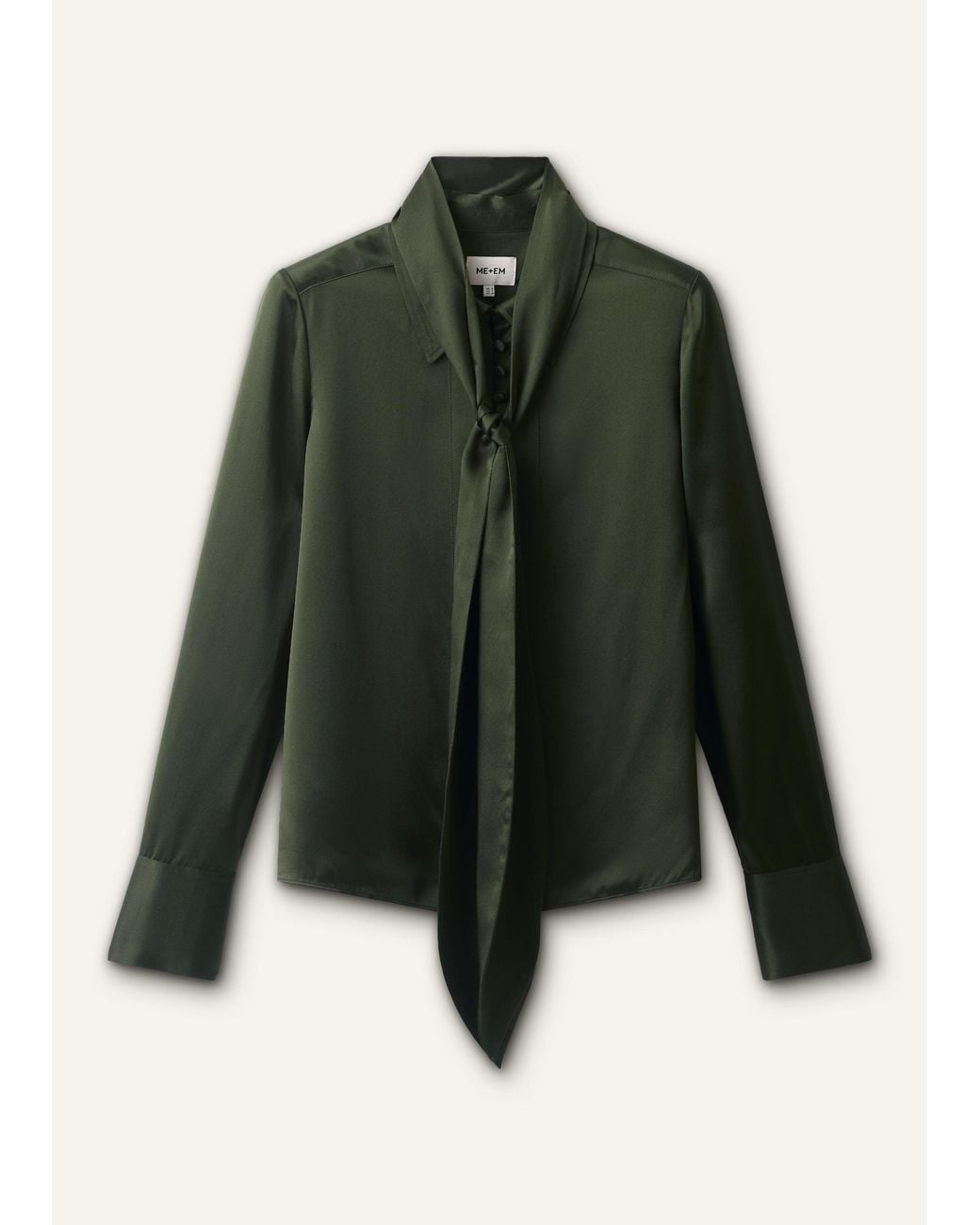 ME+EM Brown Silk Satin Layering Shirt + Tie