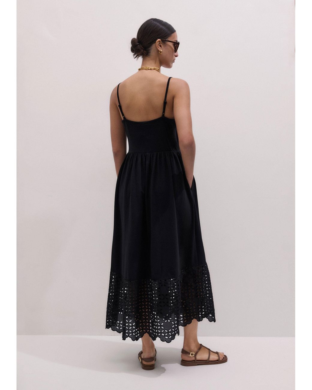 ME+EM Black Broderie Anglaise Maxi Dress + Top