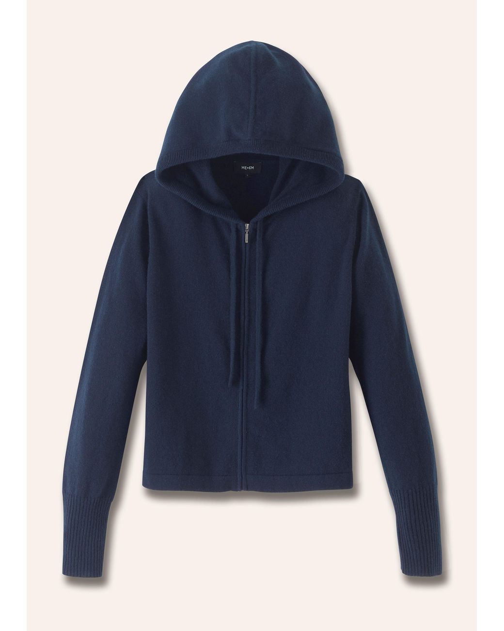 ME+EM Blue Cashmere Relaxed Fit Box Zip Hoody