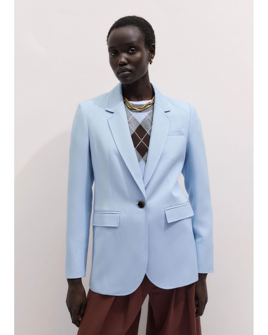 ME+EM Blue Sharp Shoulder Jacket