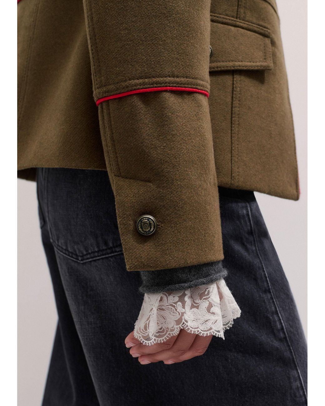ME+EM Natural Slim Fit Piped Utility Jacket