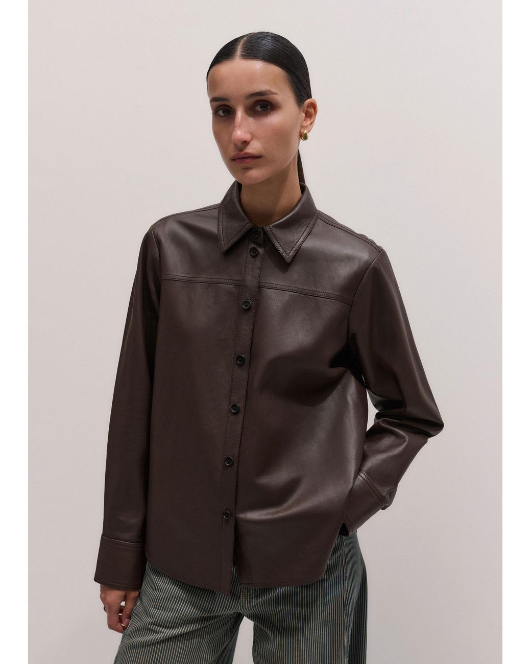 ME+EM Gray Luxe Straight Shirt