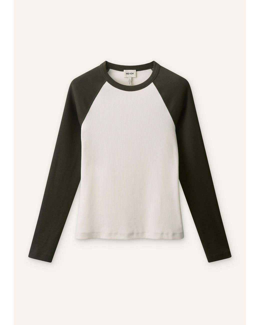 ME+EM Multicolor Ultimate Slim Baseball Top Autumn Ivory-Rich Melange