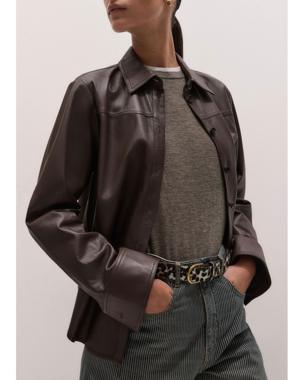 ME+EM Gray Luxe Straight Shirt