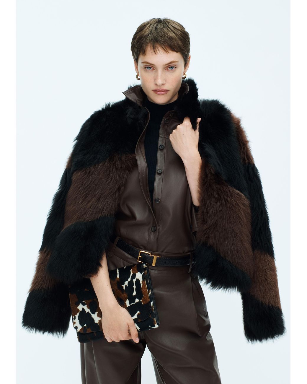 ME+EM Black Statement Patchwork Coat