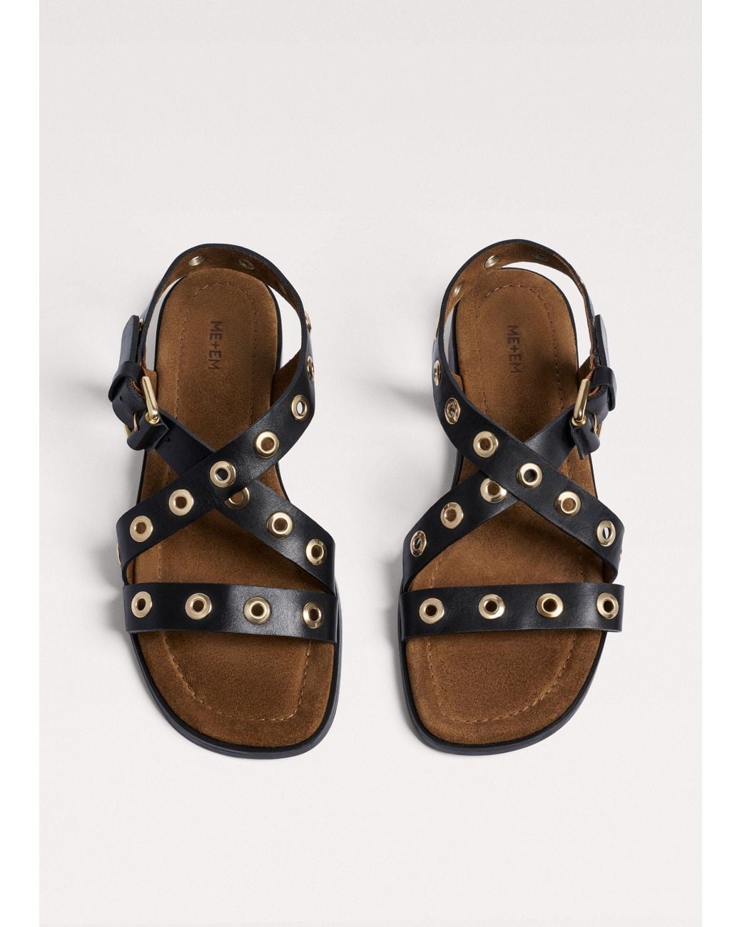 ME+EM Black Eyelet Sandal