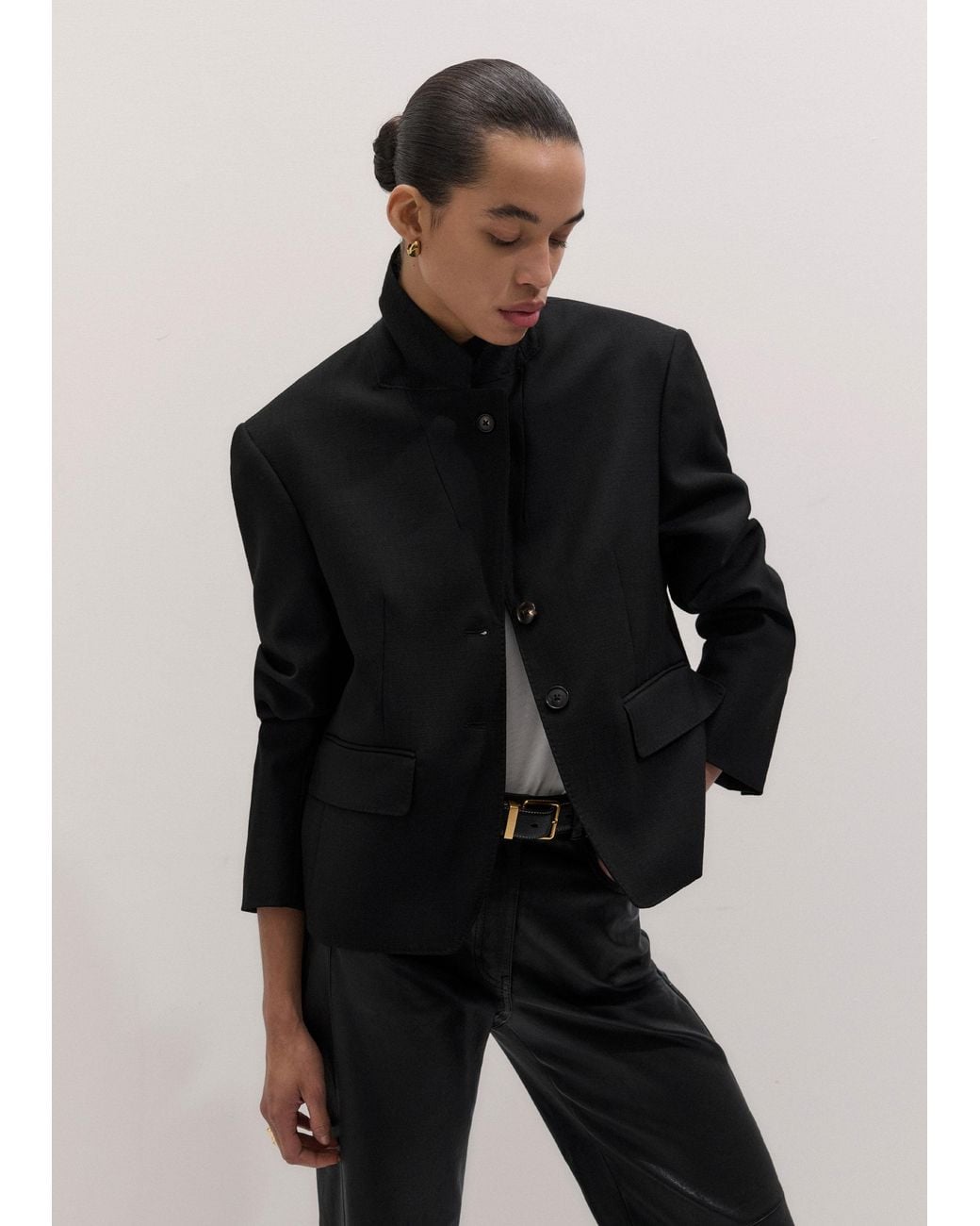 ME+EM Black Cropped Intelligently Oversized Jacket