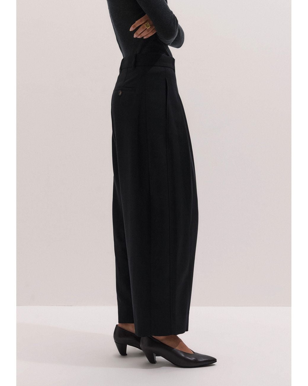 ME+EM Black Exaggerated Taper Trouser