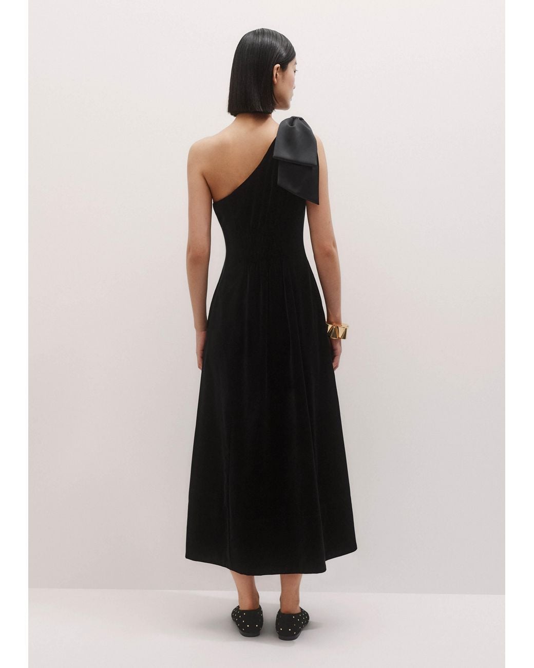 ME+EM Red Fit And Flare Velvet Maxi Dress With Satin Bow