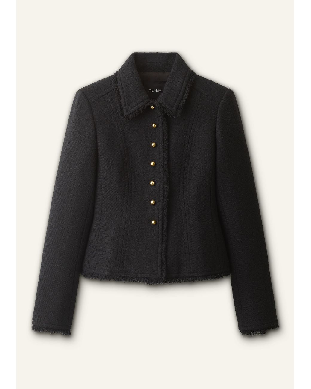 ME+EM Blue Textured Peplum Jacket