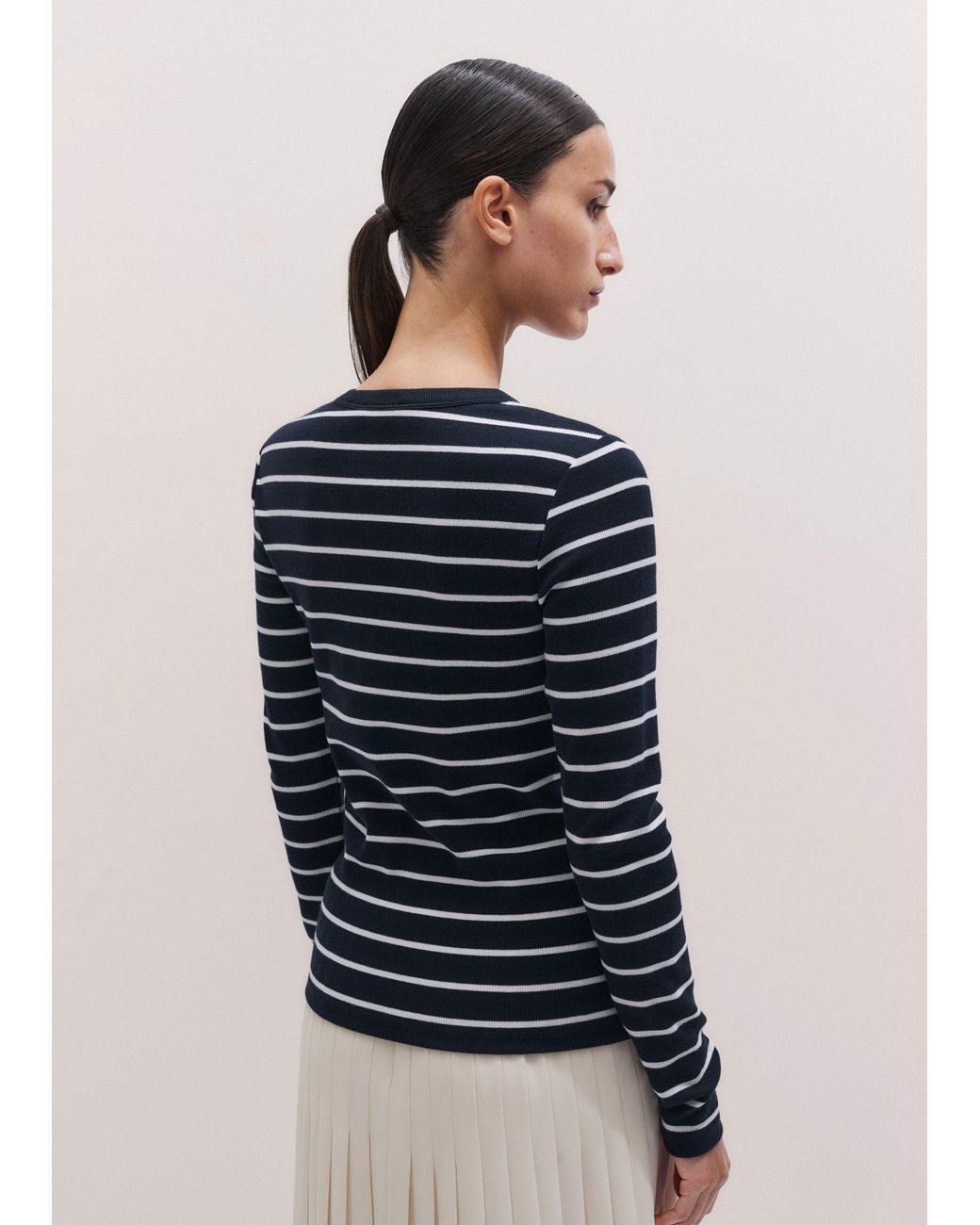 ME+EM Blue Ultimate Rib Long Sleeve Top