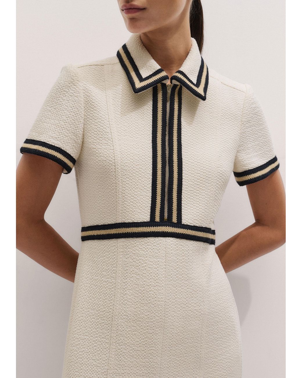 ME+EM Natural Fit And Flare Textured Midi Dress