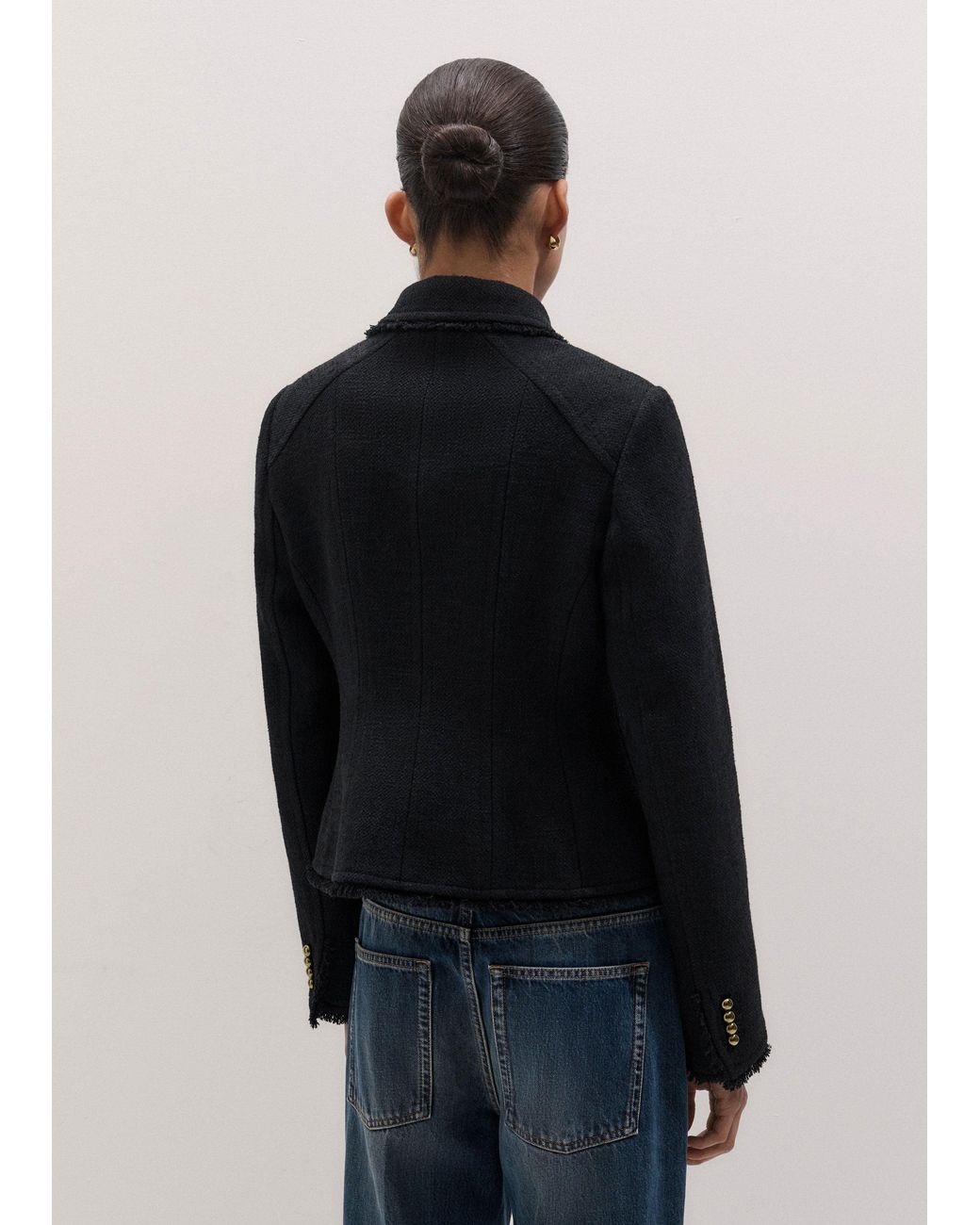 ME+EM Blue Textured Peplum Jacket