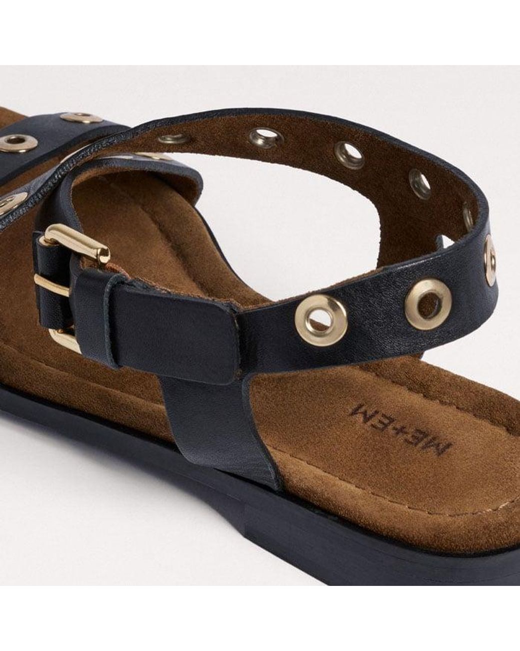 ME+EM Black Eyelet Sandal