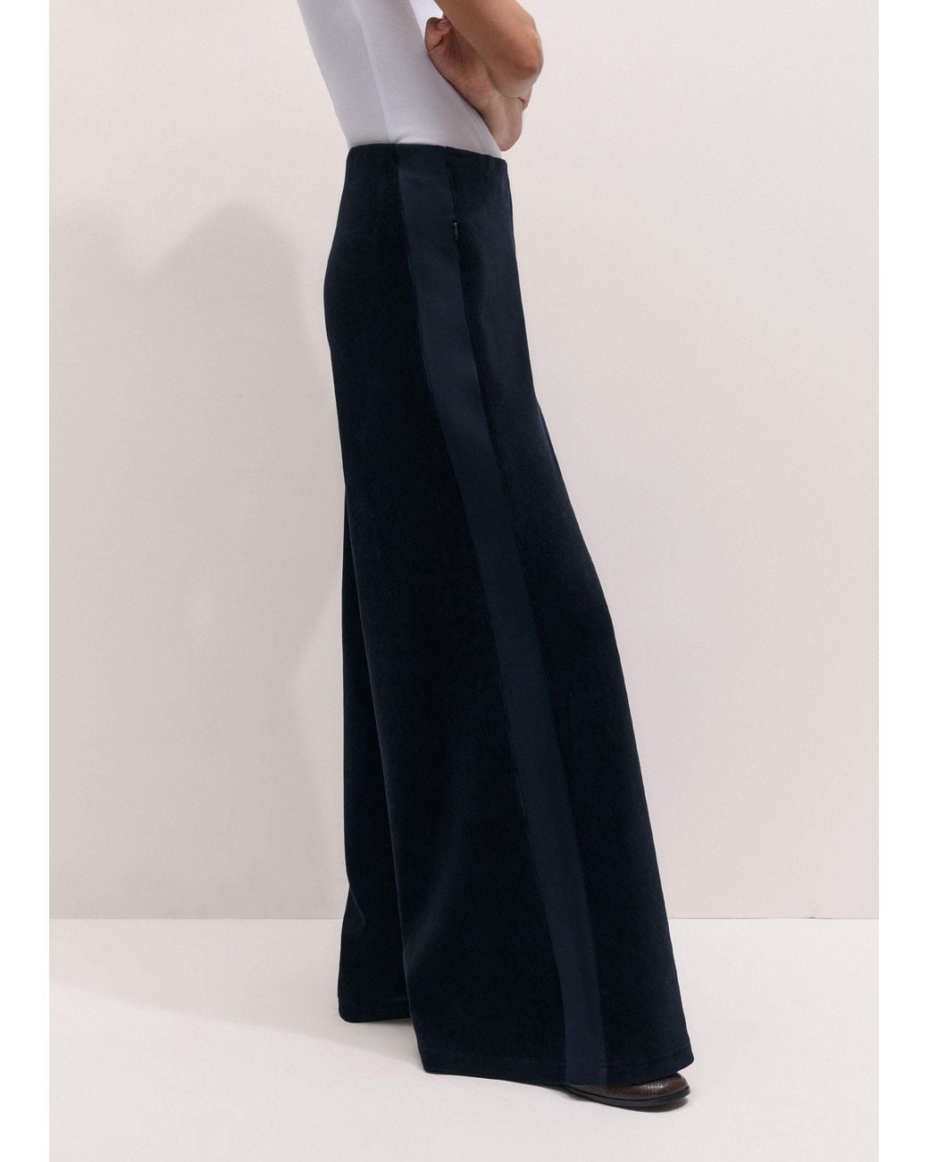 ME+EM Blue Cord Velour Wide Leg Trouser