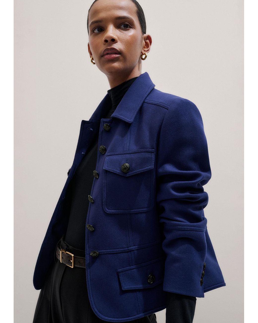 ME+EM Fitted Military Jacket in Blue | Lyst