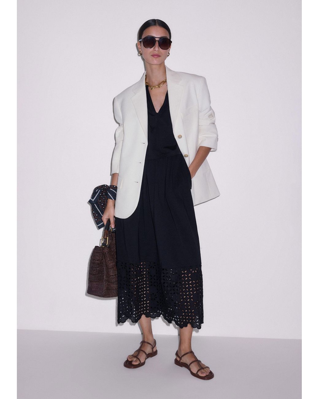 ME+EM Black Broderie Anglaise Maxi Dress + Top