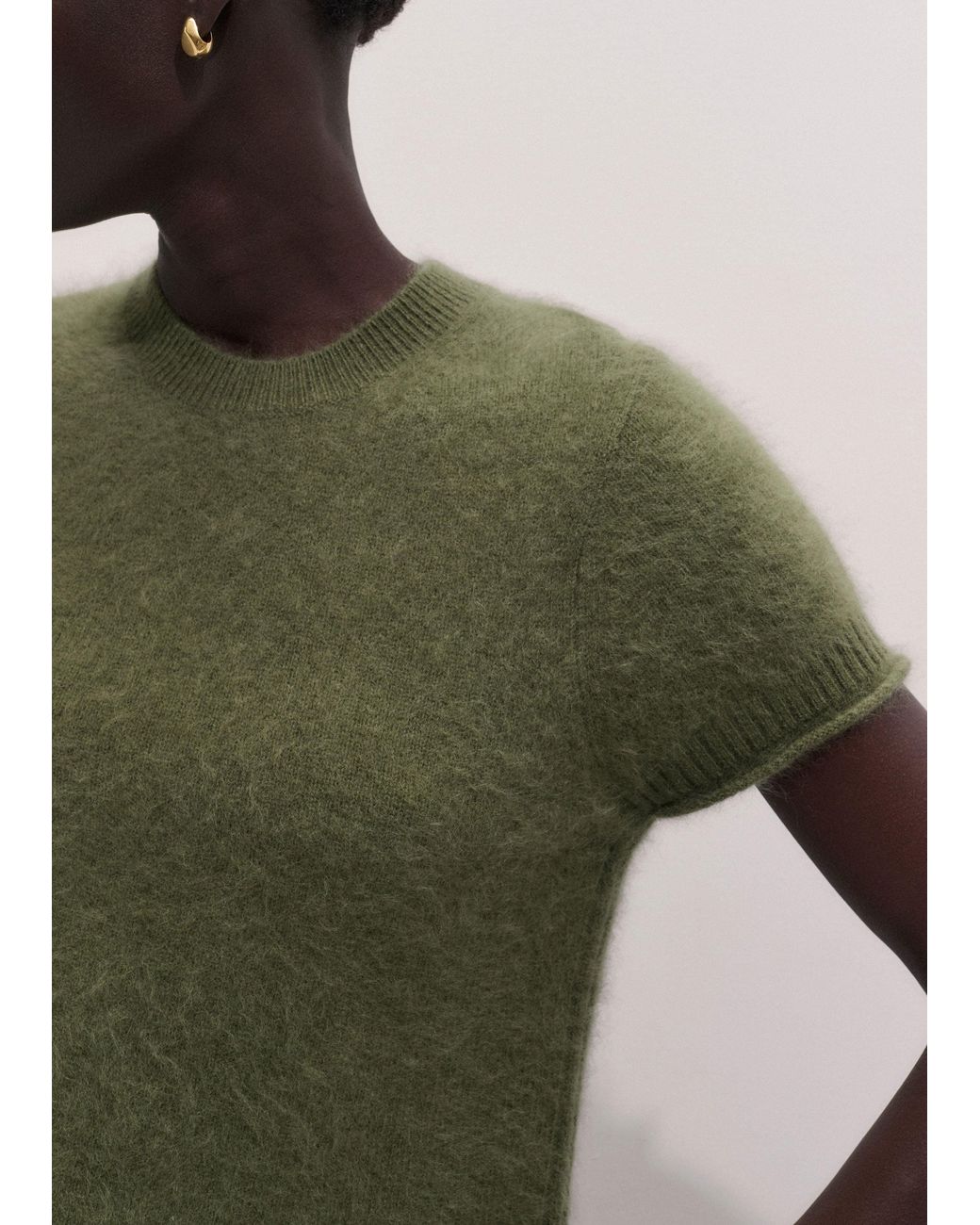 ME+EM Green Brushed Wool Shrunken Baby Tee