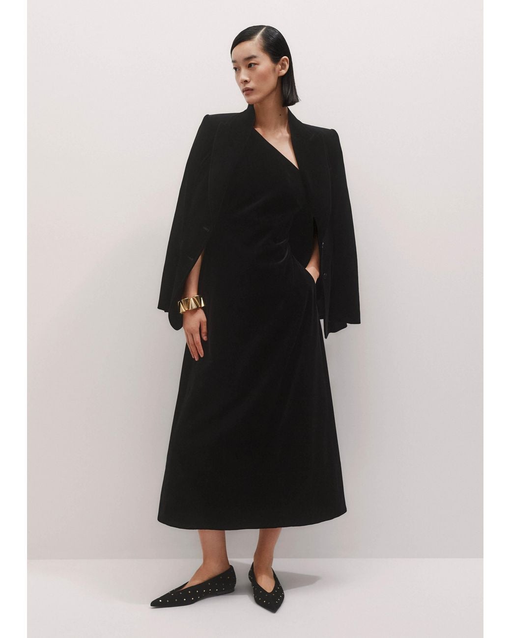 ME+EM Red Fit And Flare Velvet Maxi Dress With Satin Bow