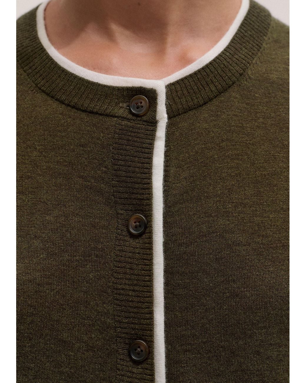 ME+EM Green Barely There Contrast Slim Cardigan Rich-Soft